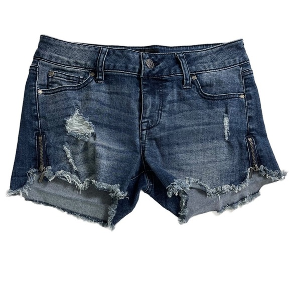 CELEBRITY PINK Juniors' Mid-Rise Roll-Cuff Basic Brixton Denim Shorts - 5/27 - Picture 3 of 10